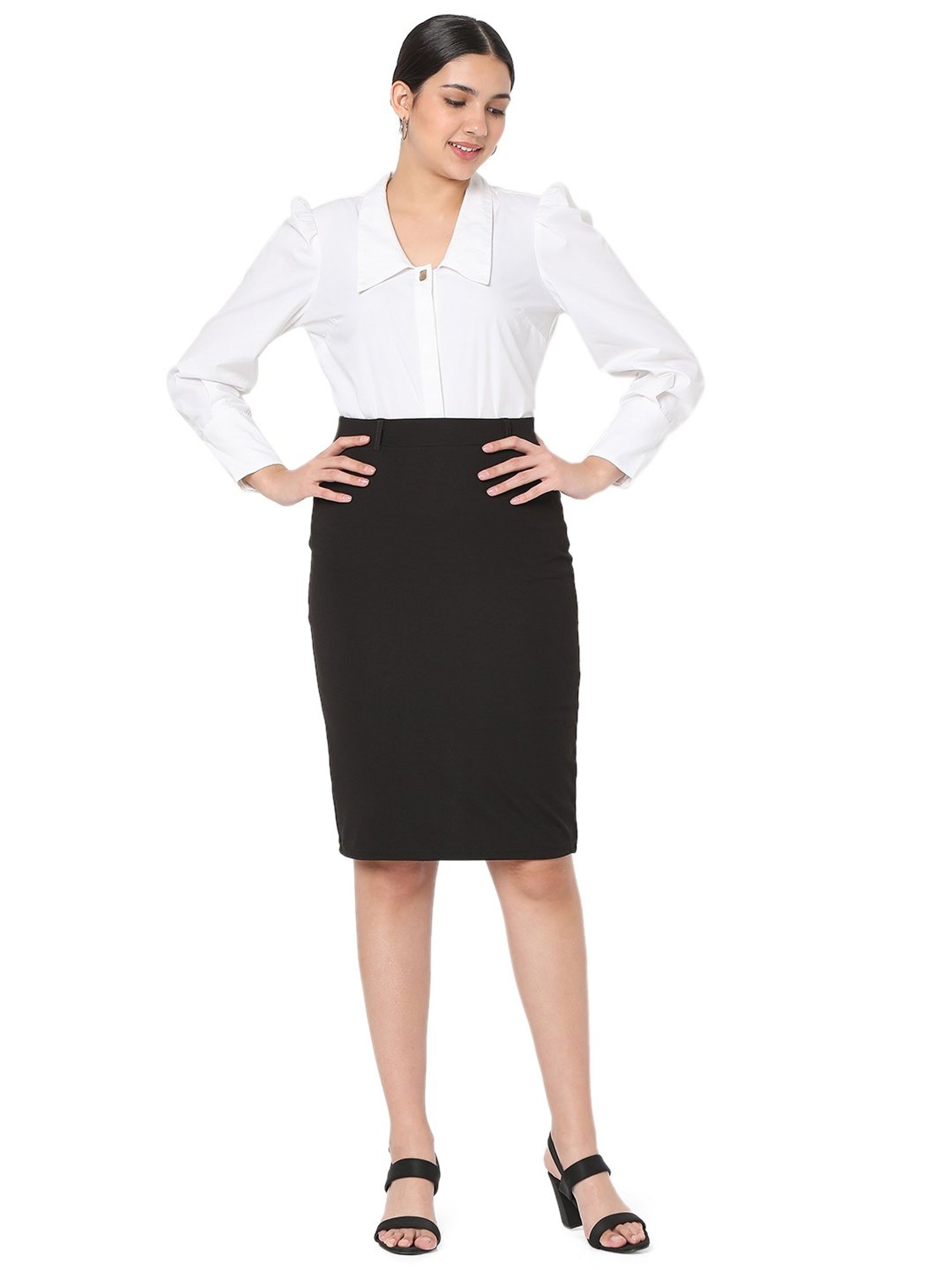 Smarty Pants Black Cotton Above Knee Skirt