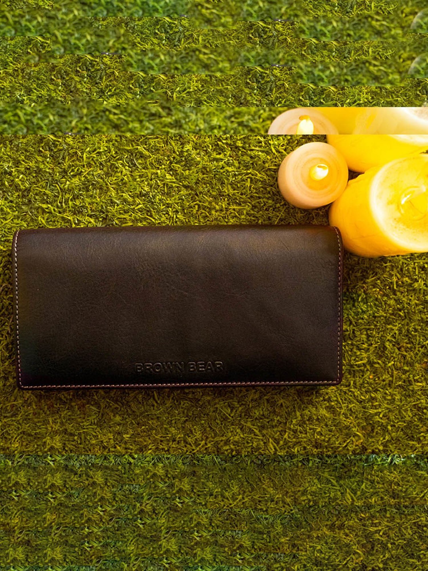 BROWN BEAR Black Leather Wallet for Women