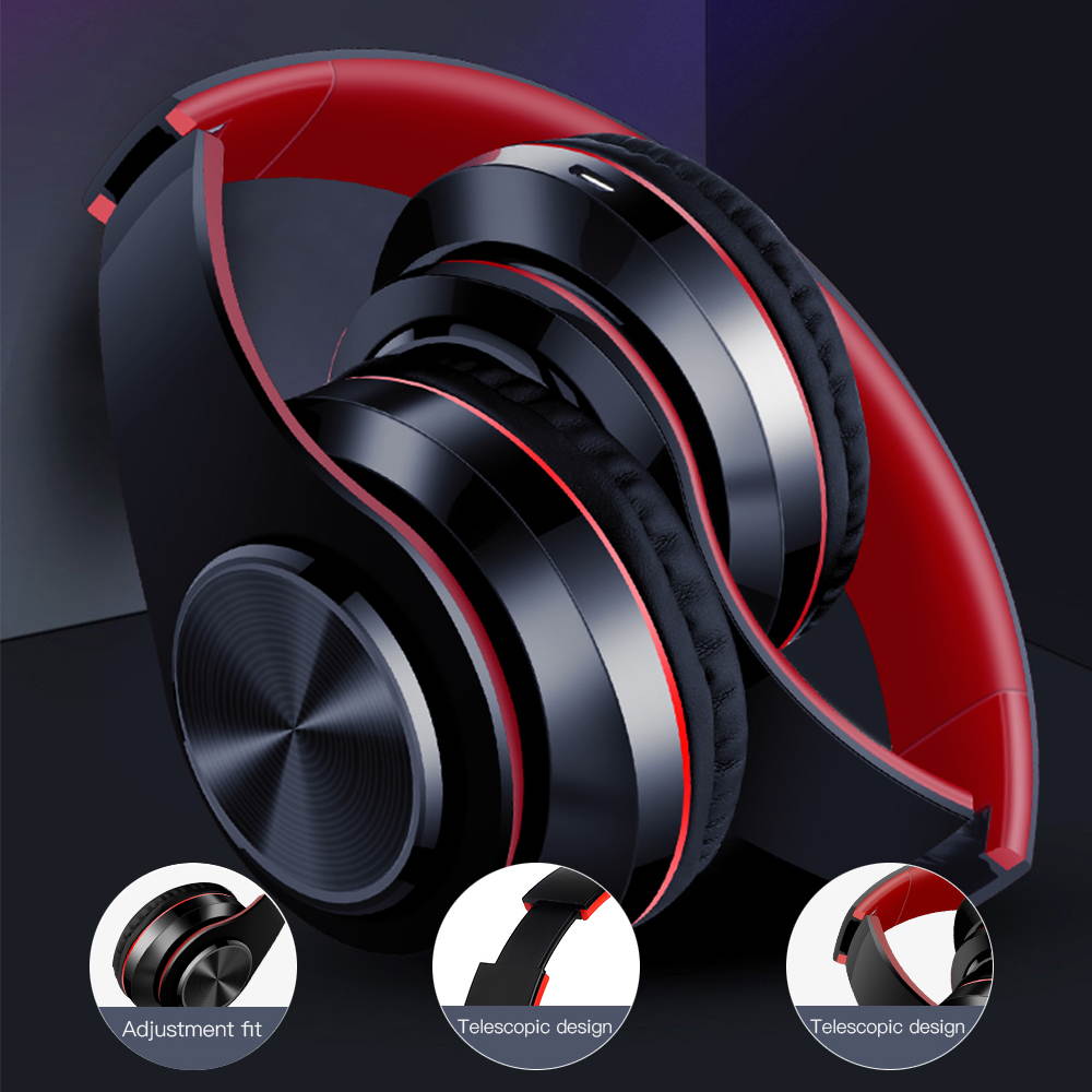 Wireless Bluetooth Headset, Folding Gaming Headphone with Built-In Noise Reduction Microphone, Support TF Card, HiFi Stereo Headset with 3.5MM Cable, For IOS/Android, Tablet, Computer, Laptop (Black)