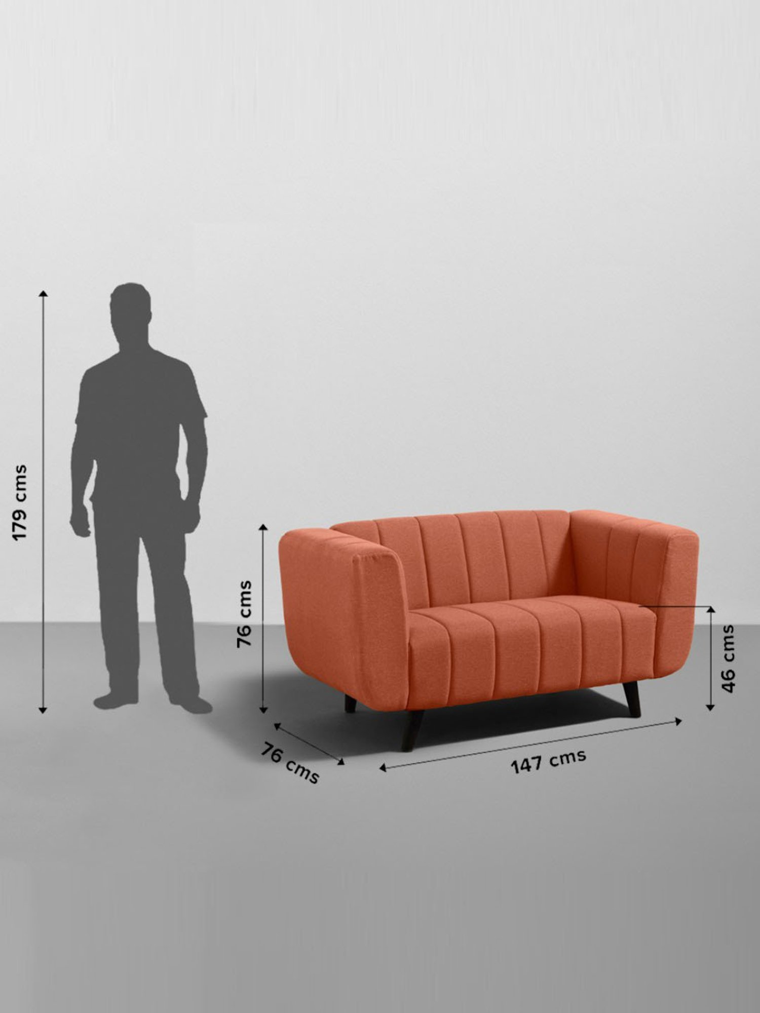 Sleepyhead Kiki Lava Orange Fabric 2 Seater Sofa