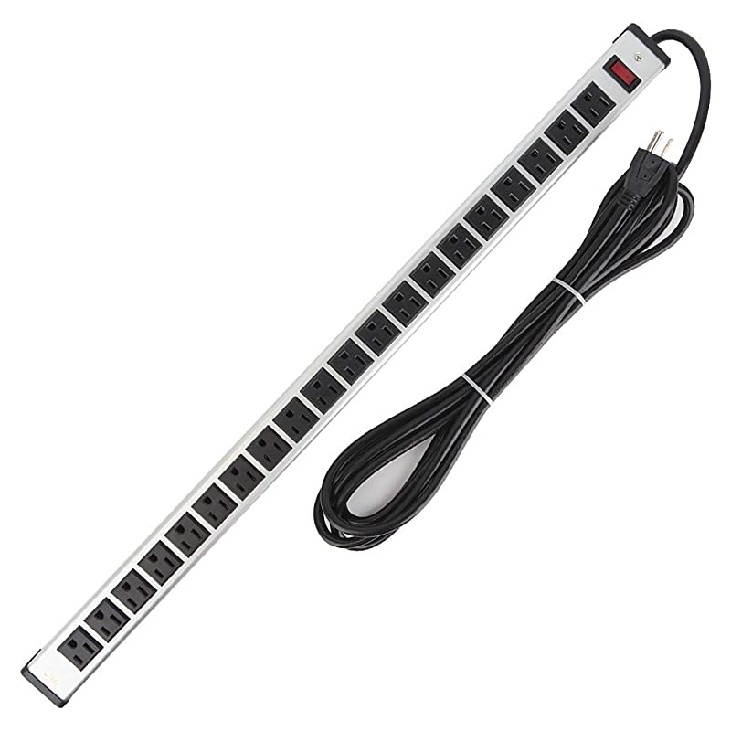 Strip Heavy Duty Metal 20 Outlets Socket with 15ft Long Cord and Circuit Breaker
