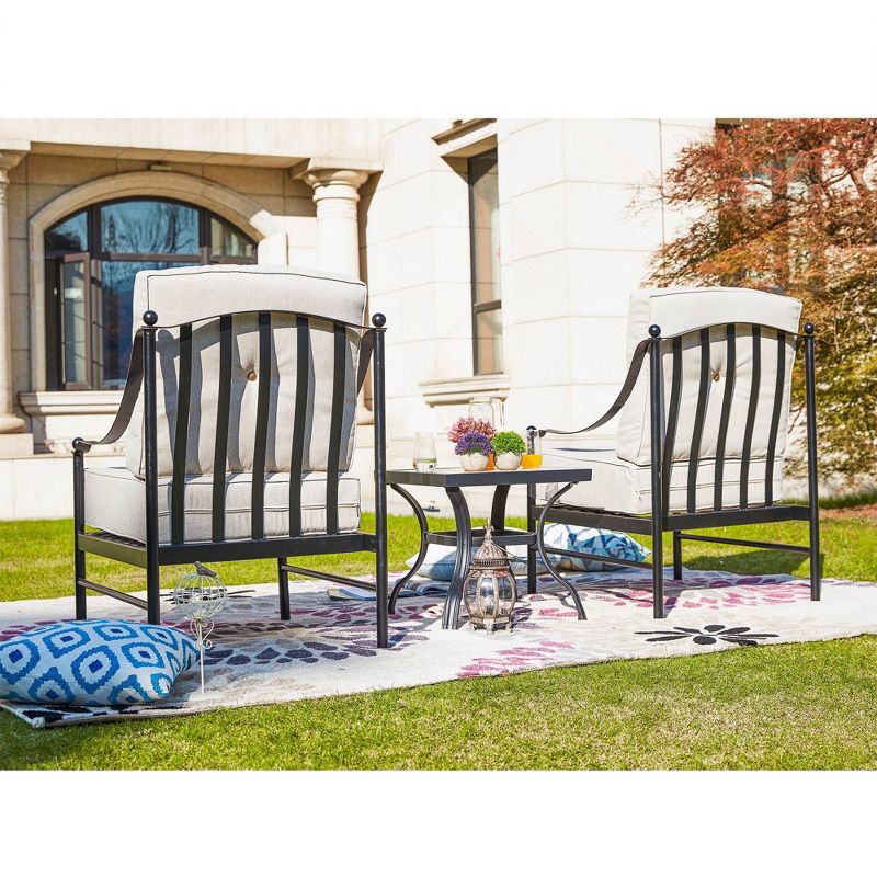 3pc Patio Steel Patio Seating Sets Cream - Lokatse
