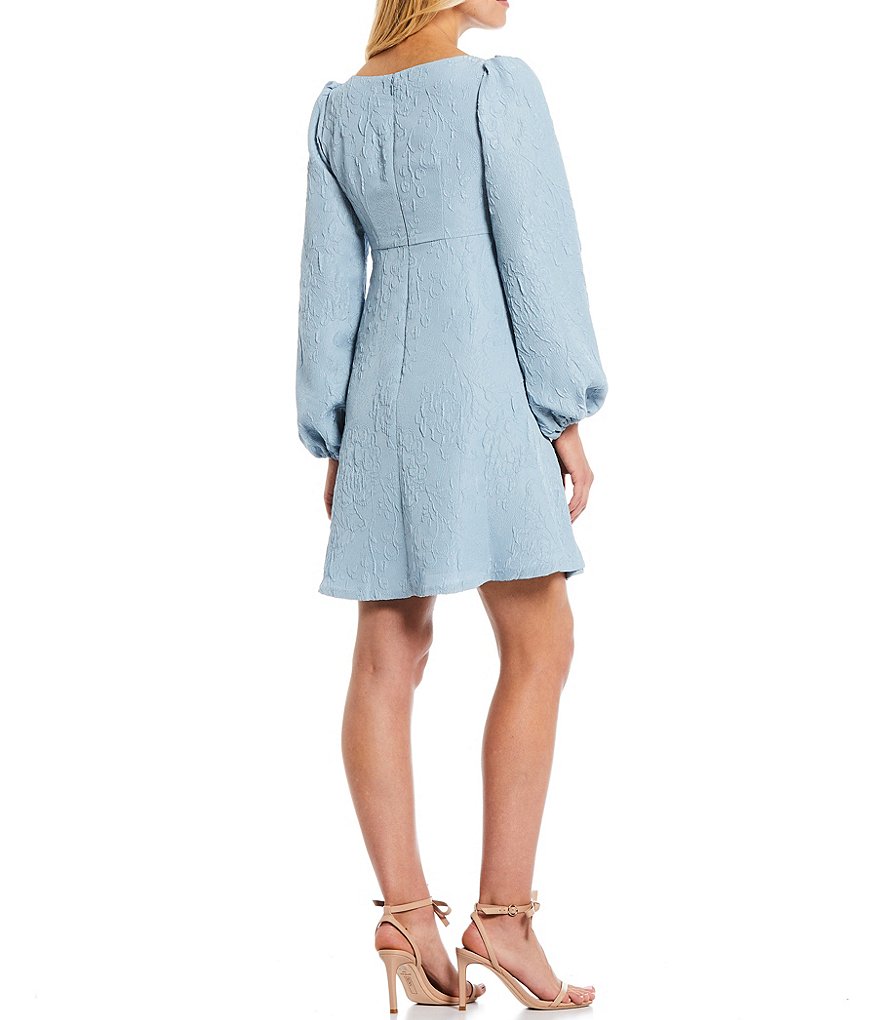 Sachin & Babi Ariel Square Neck Long Puff Sleeve Dress