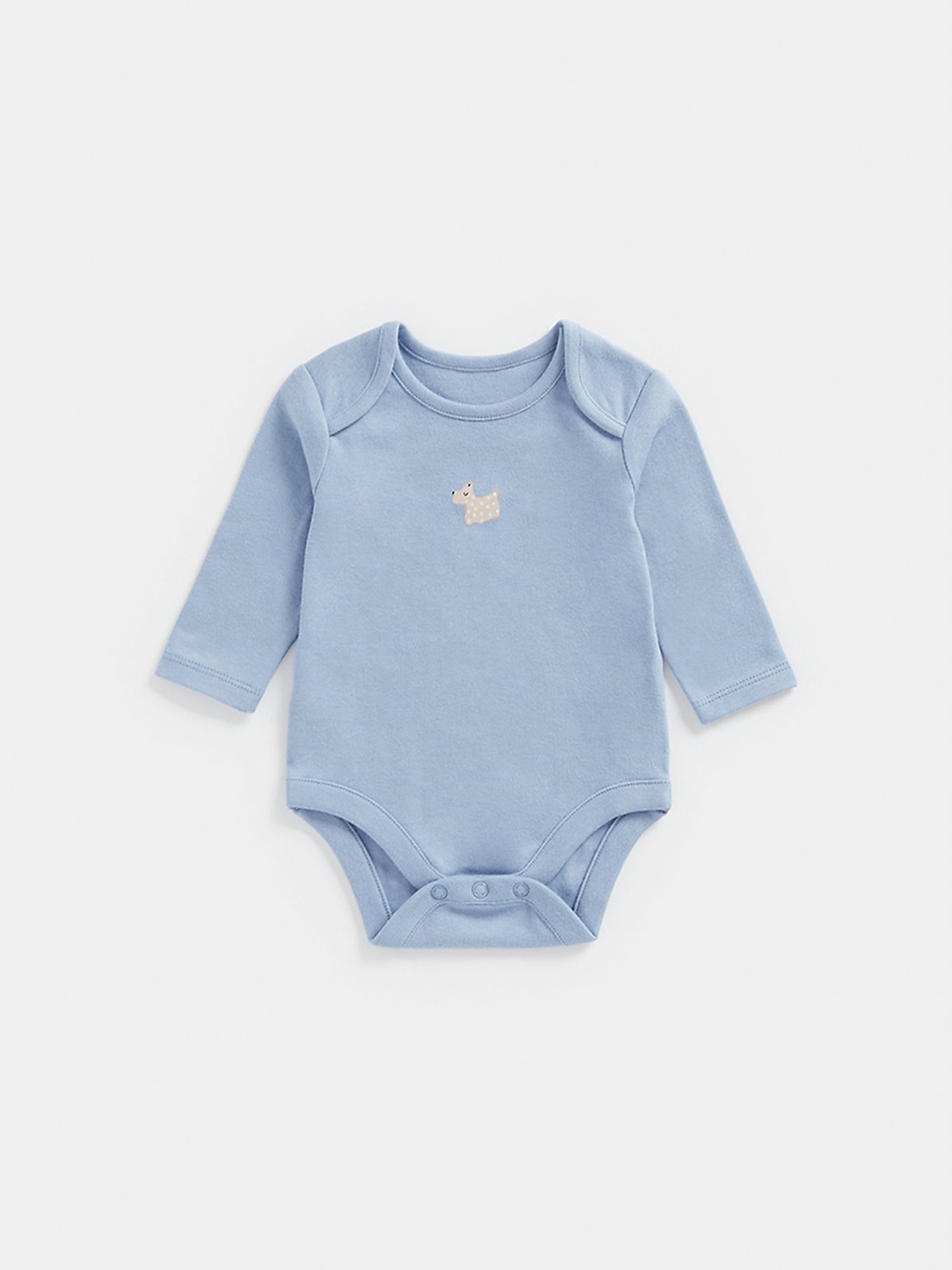 Mothercare Kids White & Blue Printed Full Sleeves Bodysuit (Pack Of 5)