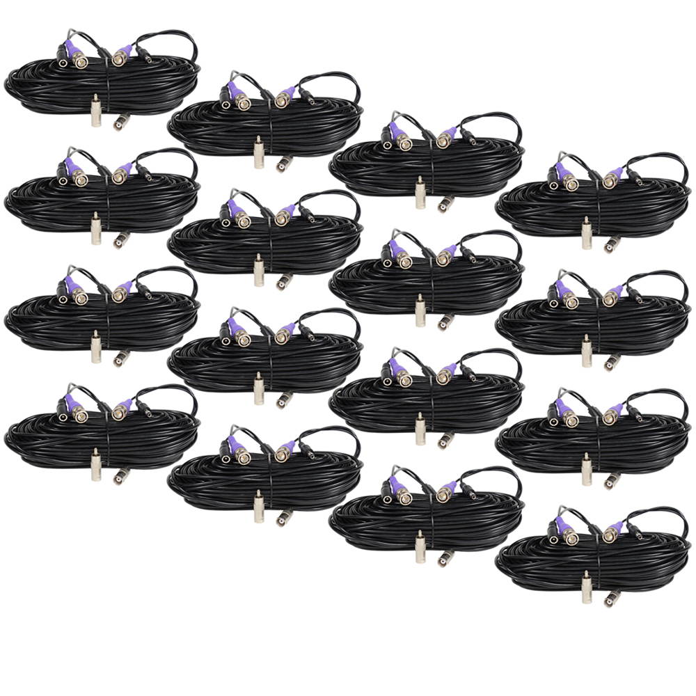 VideoSecu 16 Pack Video Power Extension Cable 100 Feet Pre-made All-in-One Wire Cord for CCTV DVR Surveillance System HD Security Camera AHD, CVI, TVI HD Analog Camera CKX