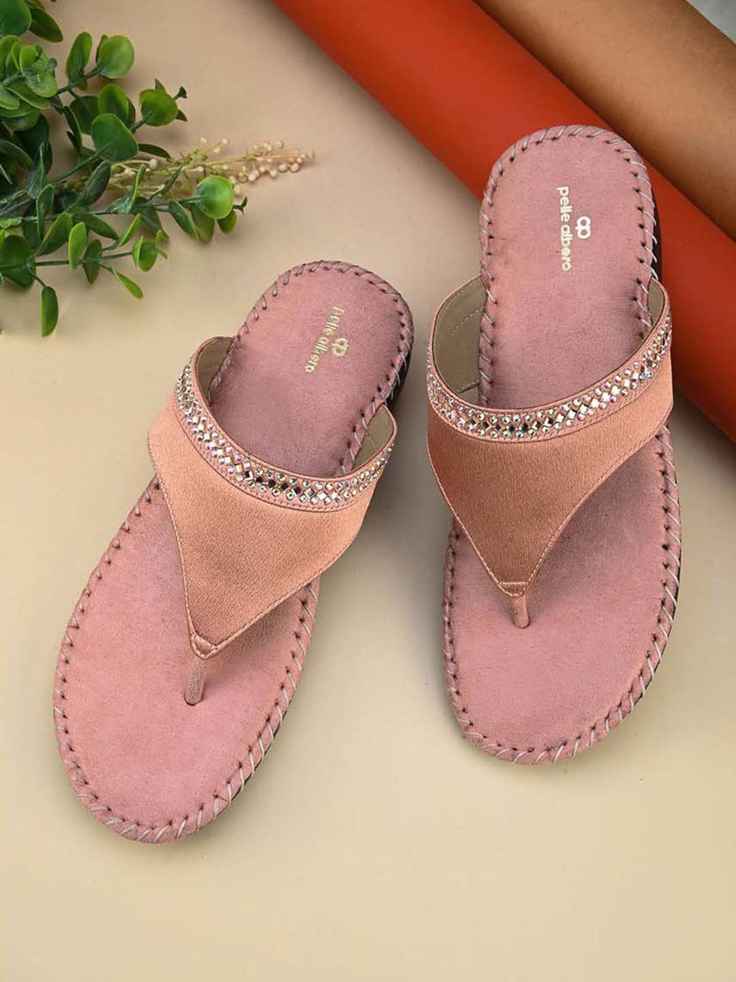 Pelle Albero Women's Rose Gold T-Strap Wedges