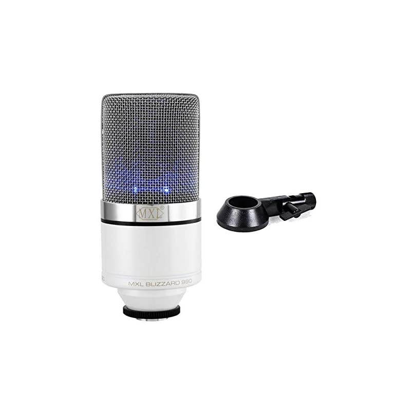 Mics 990 Blizzard Condenser Microphone with Blue LED Lights for Podcasting Voice Overs Studio Recordings