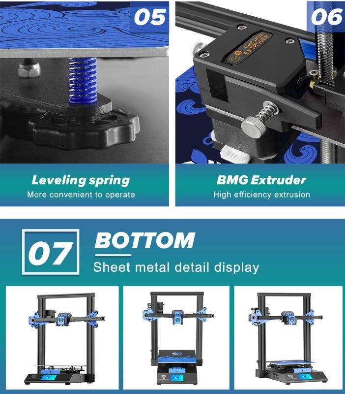 Twotrees 3D Printer FDM Bluer V2 Mute Drive TMC2208 Resume Power Supply Printing Mask BMG Extruder Kit XY Tensioner Printing Size Suspended Filament Rack Prusa I3 9.06"(L)X9.06"(W)X11.02"(H) Printing