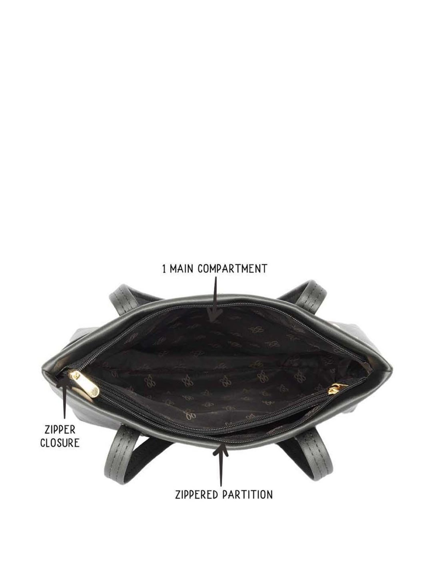 Baggit Black Solid Medium Tote Handbag