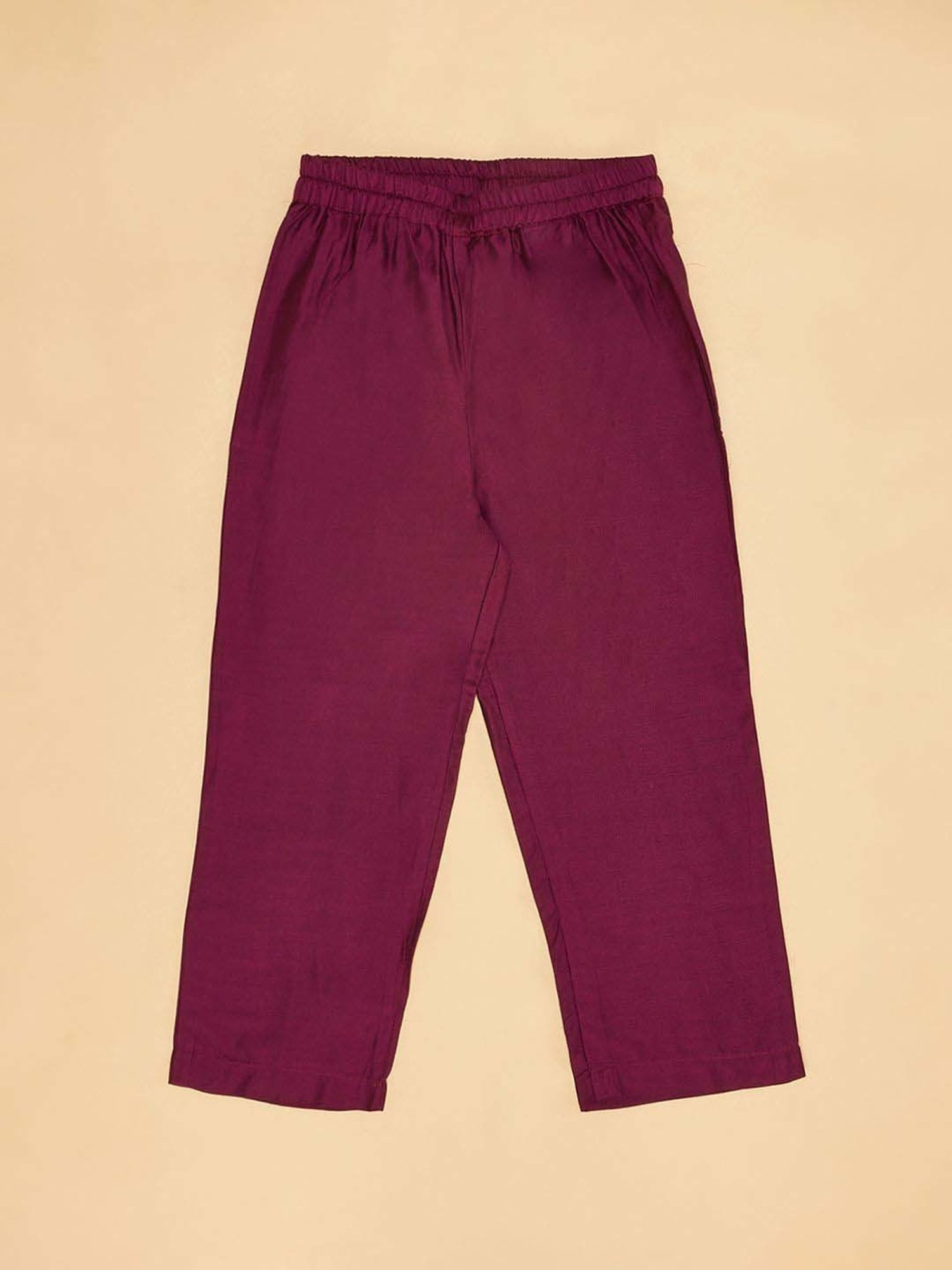 Akkriti by Pantaloons Kids Wine Embroidered Kurta Set