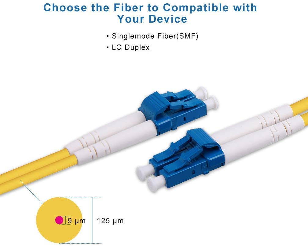 OS2 LC to LC Fiber Patch Cable - 10Gb/Gigabit Singlemode Jumper Duplex 9/125 PVC Fiber Optic Cord for SMF SFP Transceiver, Computer Fiber Networks and Fiber Test Equipment, 1 meters