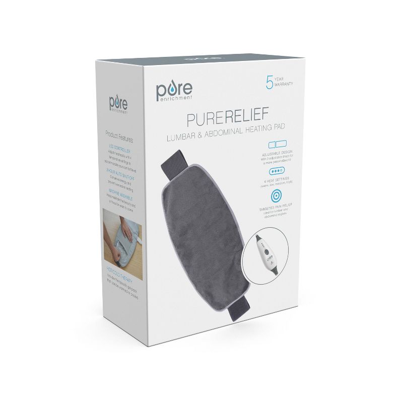 Pure Enrichment PureRelief Lumbar & Abdominal Heating Pad - 44.5" x 9.5" - Gray