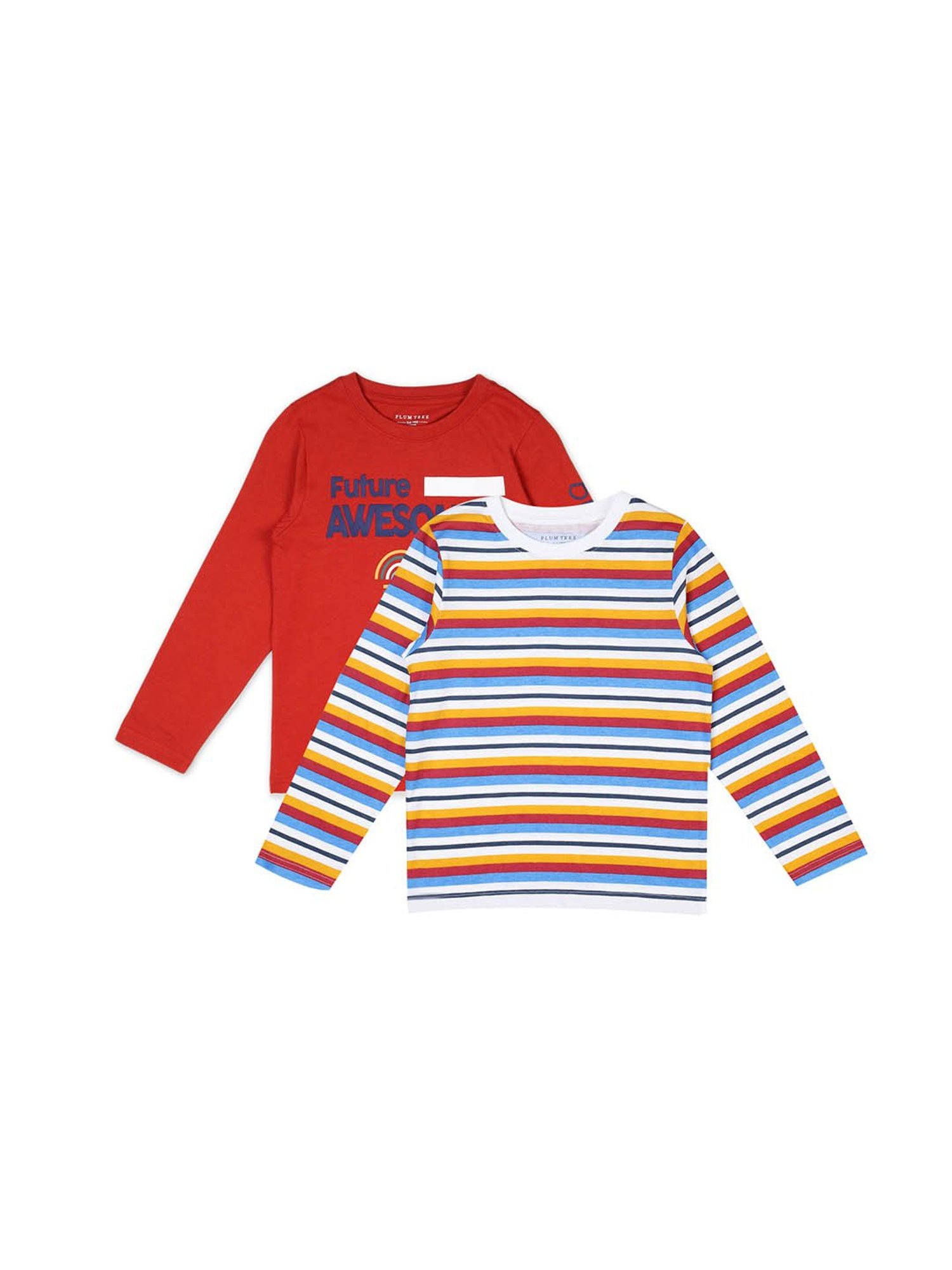 Plum Tree Kids Multicolor Printed T-Shirt (Pack Of 2)