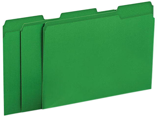 UNIVERSAL File Folders 1/3 Cut One-Ply Tab Letter Green/Light Green 100/Box