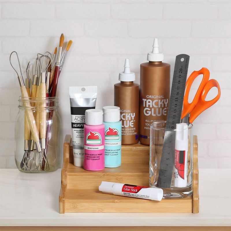 Seville Classics 3-Tier Expandable Bamboo Spice Rack Step Shelf Cabinet Organizer