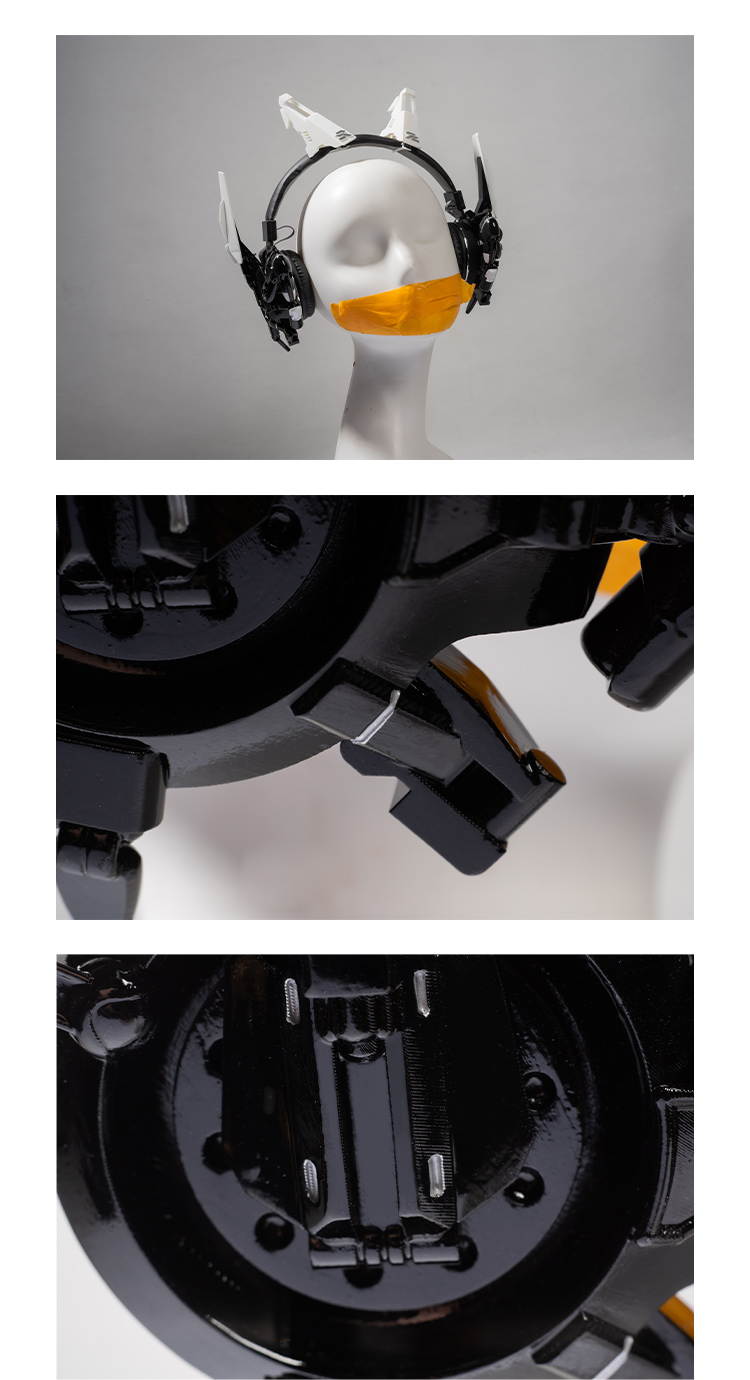 ALAMENGDA 3D Printing Hand-Painted Mech-Shaped Headset, Suitable for Game Live Broadcast, COSPLAY