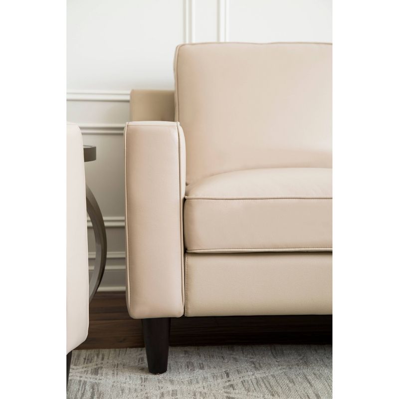 2pc Olivia Top Grain Leather Sofa & Armchair Set Cream - Abbyson Living