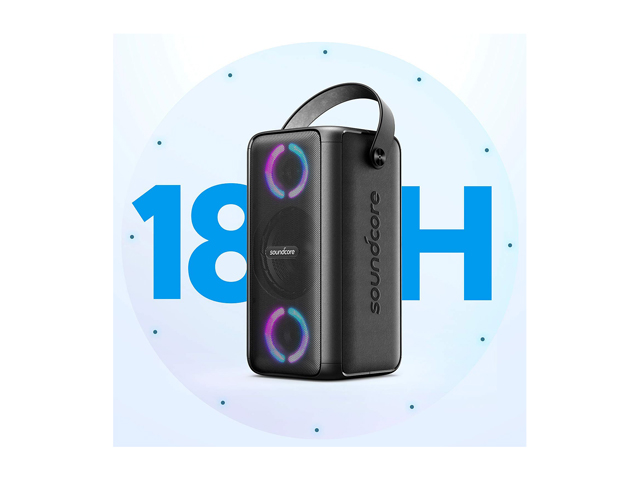 Soundcore Trance Bluetooth Speaker, Party Speaker with 18 Hour Playtime, BassUp Technology, Huge 80W Sound, LED Lights, Soundcore App, IPX7 Waterproof, Wireless Speaker for Indoors and Outdoors