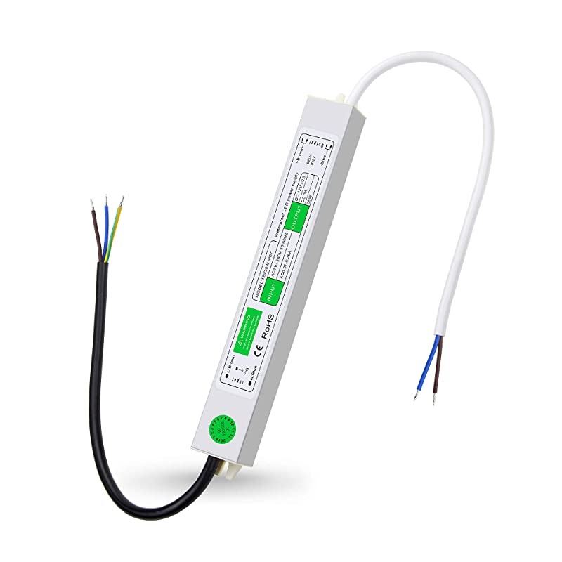 LED Driver 36W Waterproof IP67 12V 3A Power Supply Adapter Transformer AC 110~260V to DC 12 Volt 3 Amp 36 Watt Converter for Outdoor LED Lighting LED Strip Module Street Lights CCTV Camera