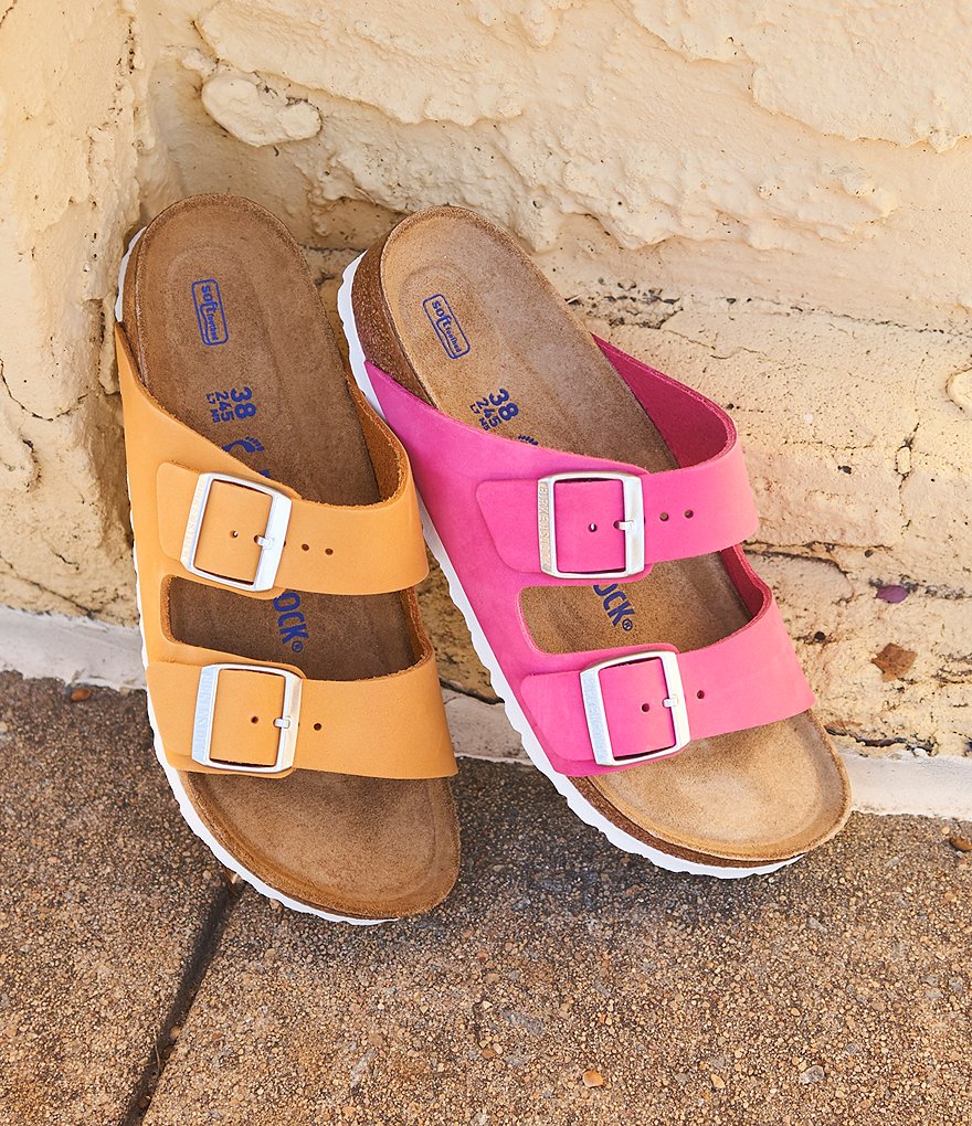 Birkenstock Women's Arizona Soft Footbed Nubuck Suede Double Buckle Sandals