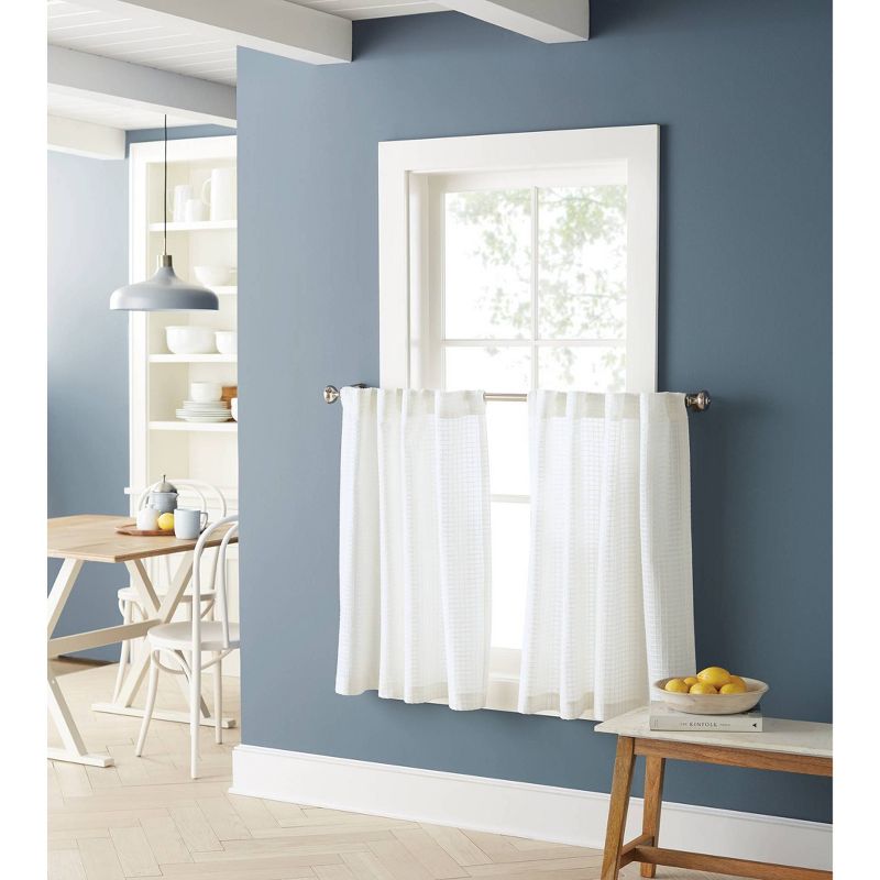 Set of 2 36"x42" Floral Curtain Tiers White/Beige - Threshold™