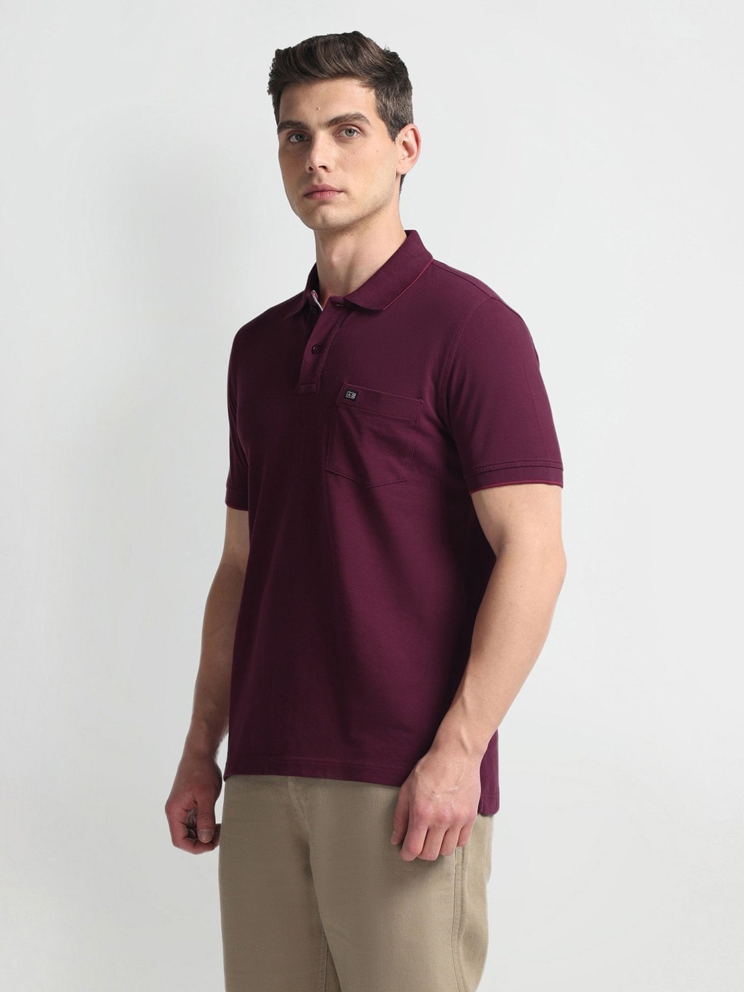 Arrow Sports Maroon Cotton Regular Fit Polo T-Shirt