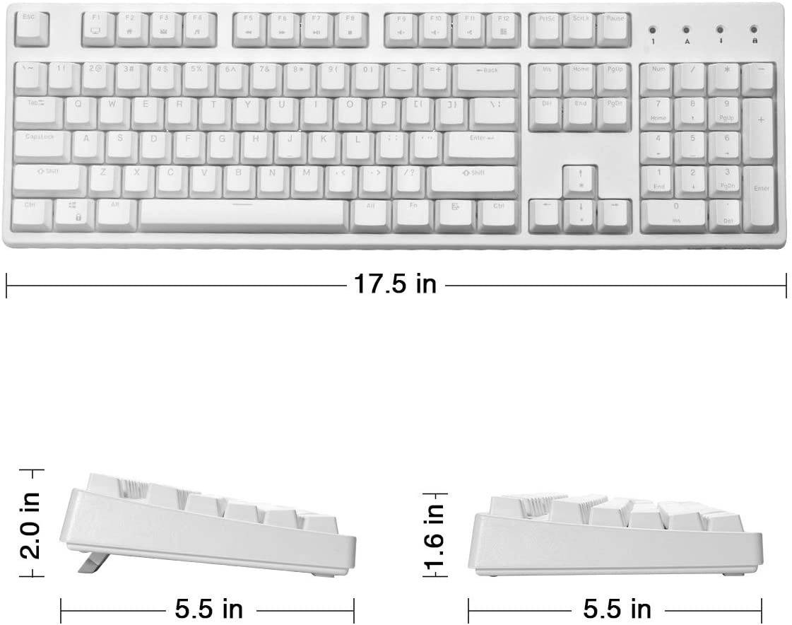 Mechanical Keyboard Brown Switches, Velocifire VM02WS Wireless Full Size Keyboard with Brown Switches White Backlit & High Battery Lasting for Copywriters, Typists, Programmer(White)