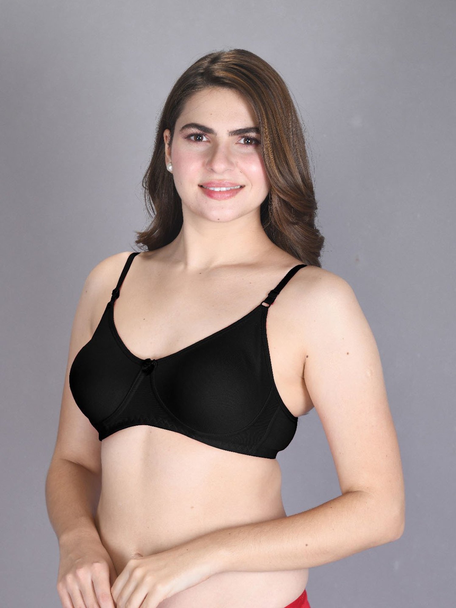 Lux Venus Black Full Coverage Non-Wired T-Shirt Bra With Adjustable Strap