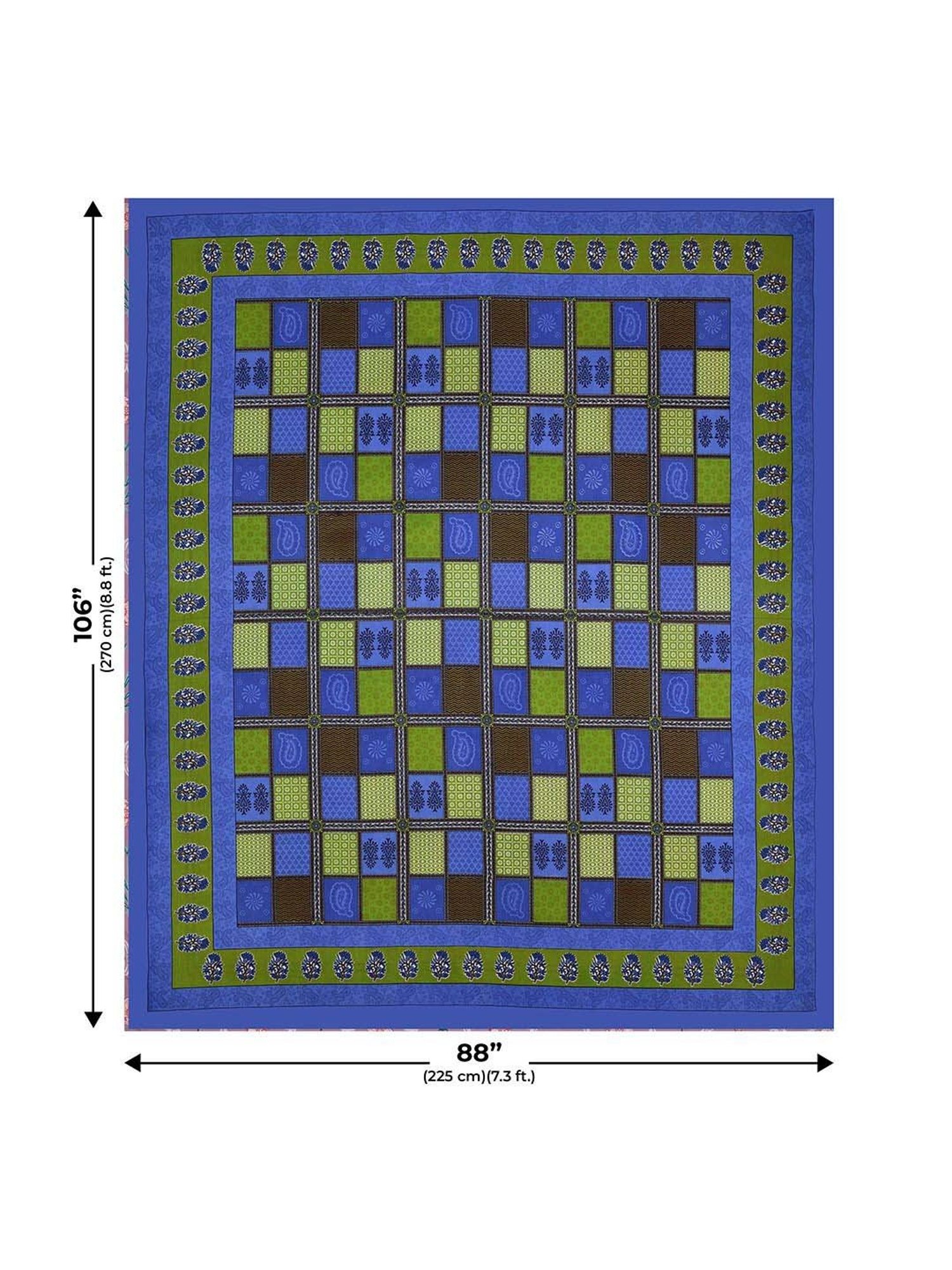 JaipurFabric Dark Blue 100% Pure Cotton 150 TC Double Bedsheet with 2 Pillow Covers