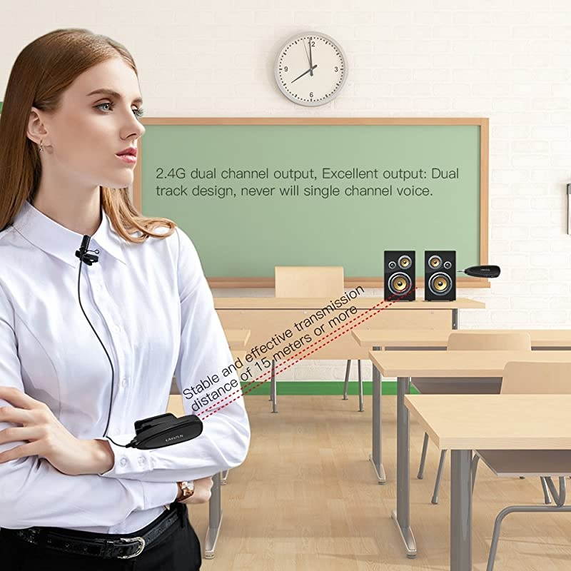 Wireless Microphone System 24G Wireless Lavalier Microphone with Lavalier Lapel MicsWireless Transmitter amp Receiver for ComputerSpeakerPhoneCameraTeaching and Public SpeakingG130