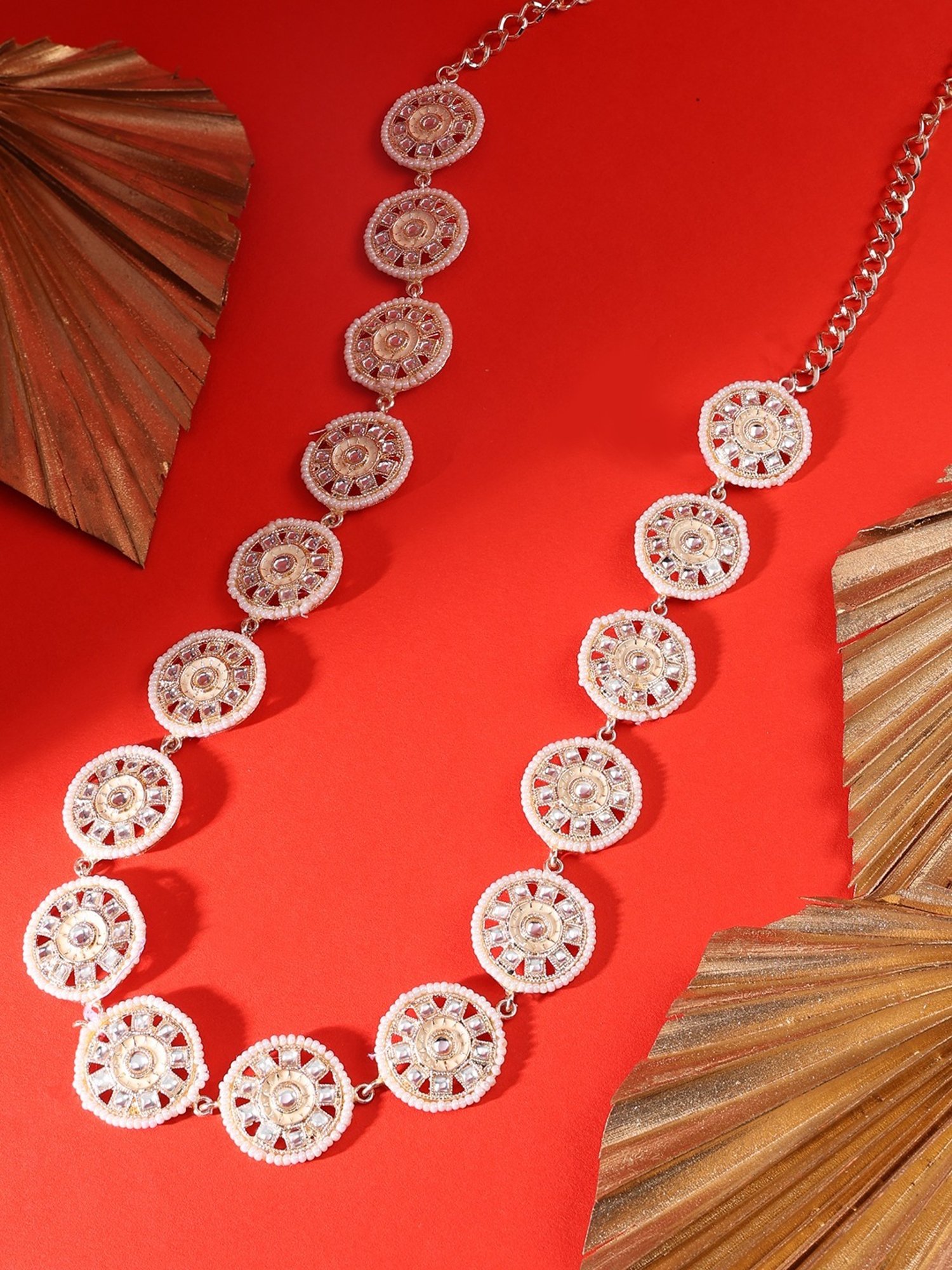 Zaveri Pearls Gold Tone Traditional Kundan Pearls Embellished Bridal Kamarbandh-ZPFK15971