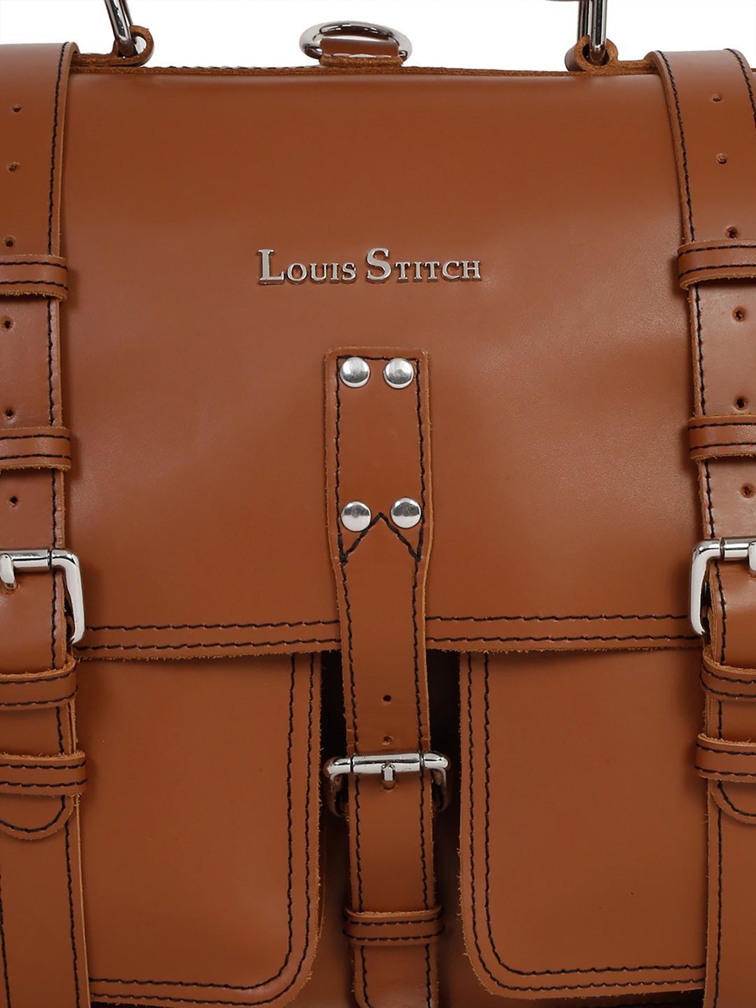 Louis Stitch Tan Leather Medium Multifunctional Executive Briefcase