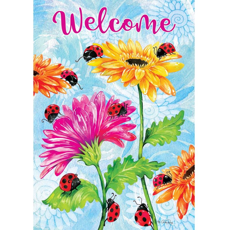 Home & Garden 18.0" Ladybugs & Flowers Garden Flag Summer Custom Decor  -  Flags