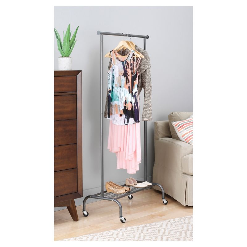 Whitmor Single Rod Garment Rack Gunmetal