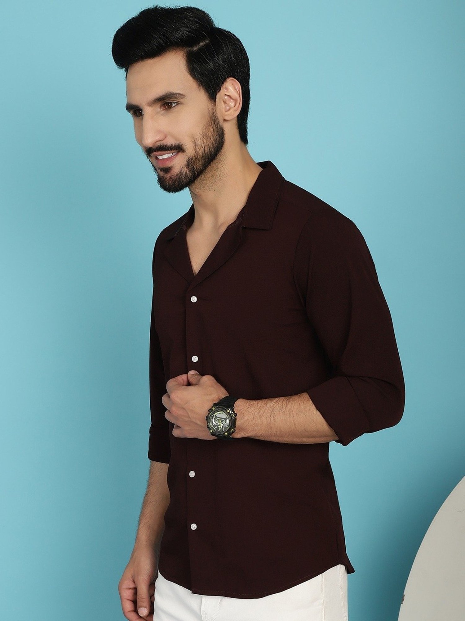 Indian Needle Choco Brown Regular Fit Shirt