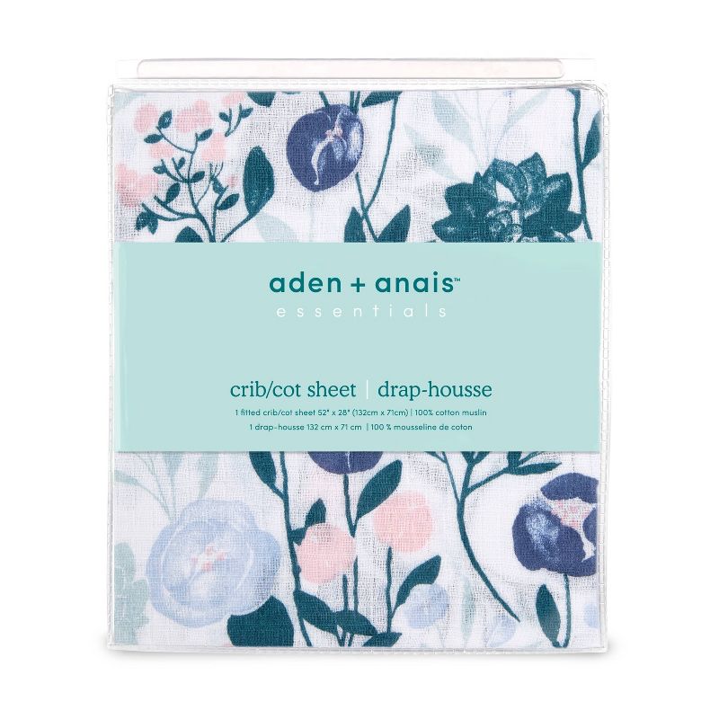 aden + anais Crib Sheet Flowers Bloom English Garden