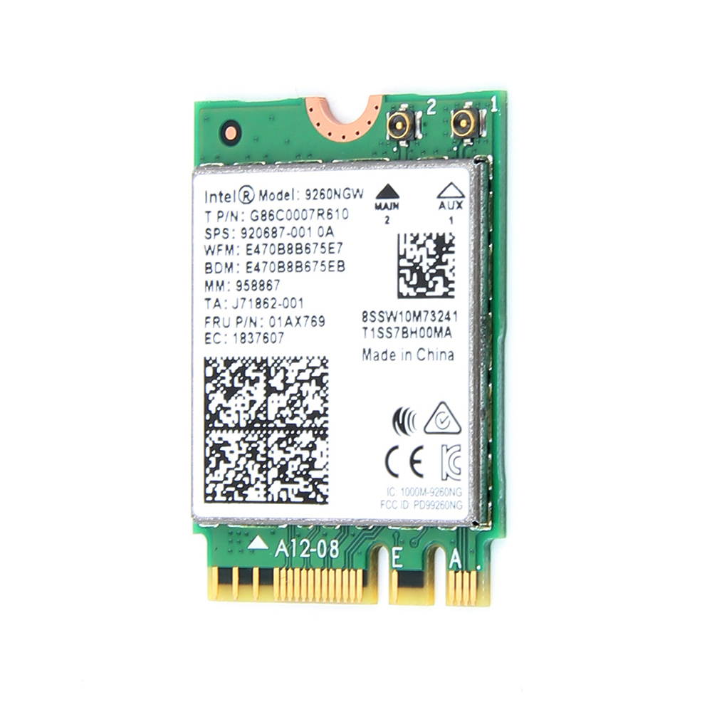Dual Band Wireless-AC 9260 Intel 9260NGW 2.4G/5G 300Mbps+1730Mbps 160 MHz NGFF 802.11ac MU-MIMO 1730 Mbps 1,73 Gbps WiFi + Bluetooth + Tarjeta de 5,0 para Windows 10 for Laptop PC