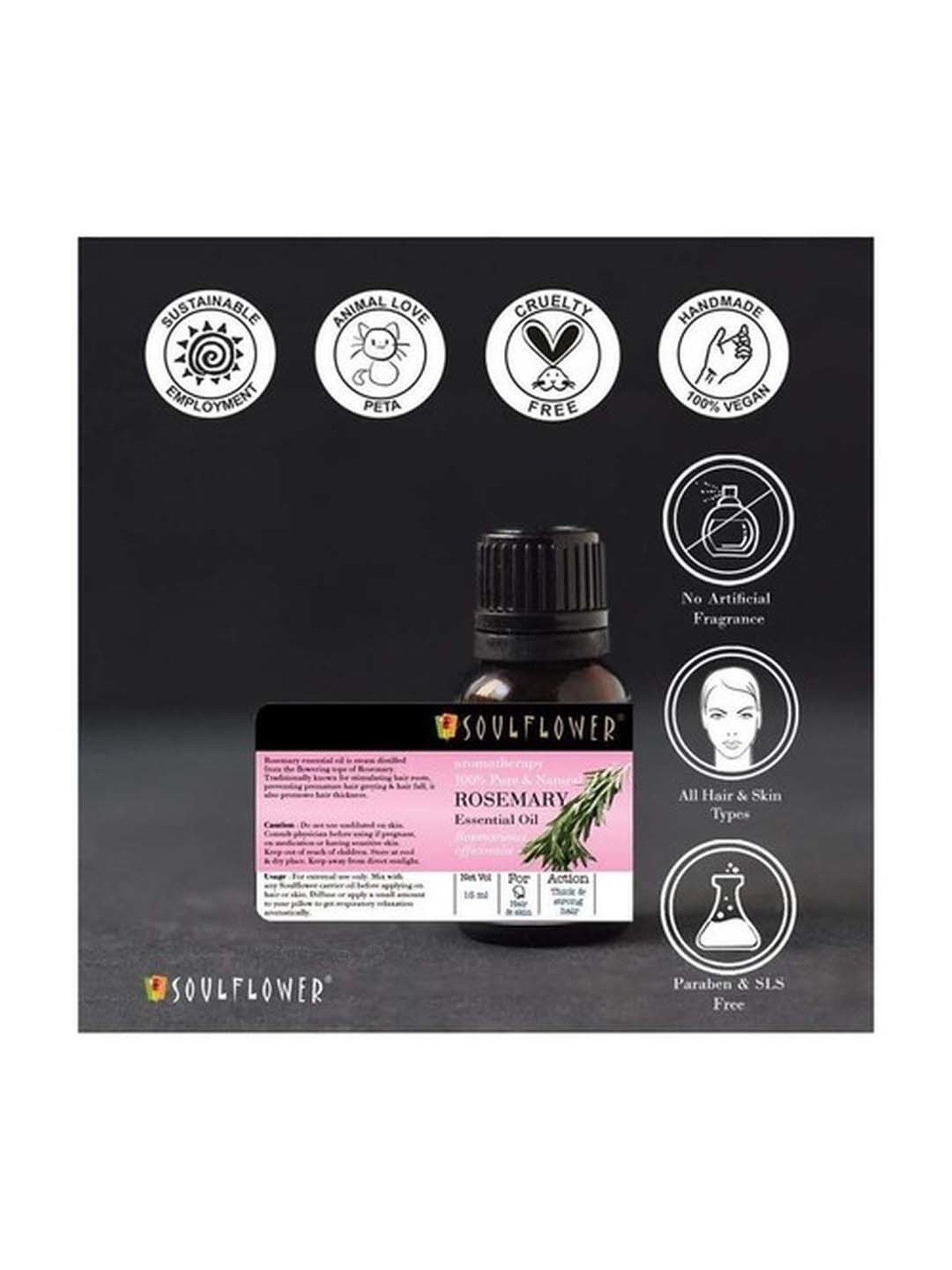 Soulflower Rosemary Essential Oil - 15 ml