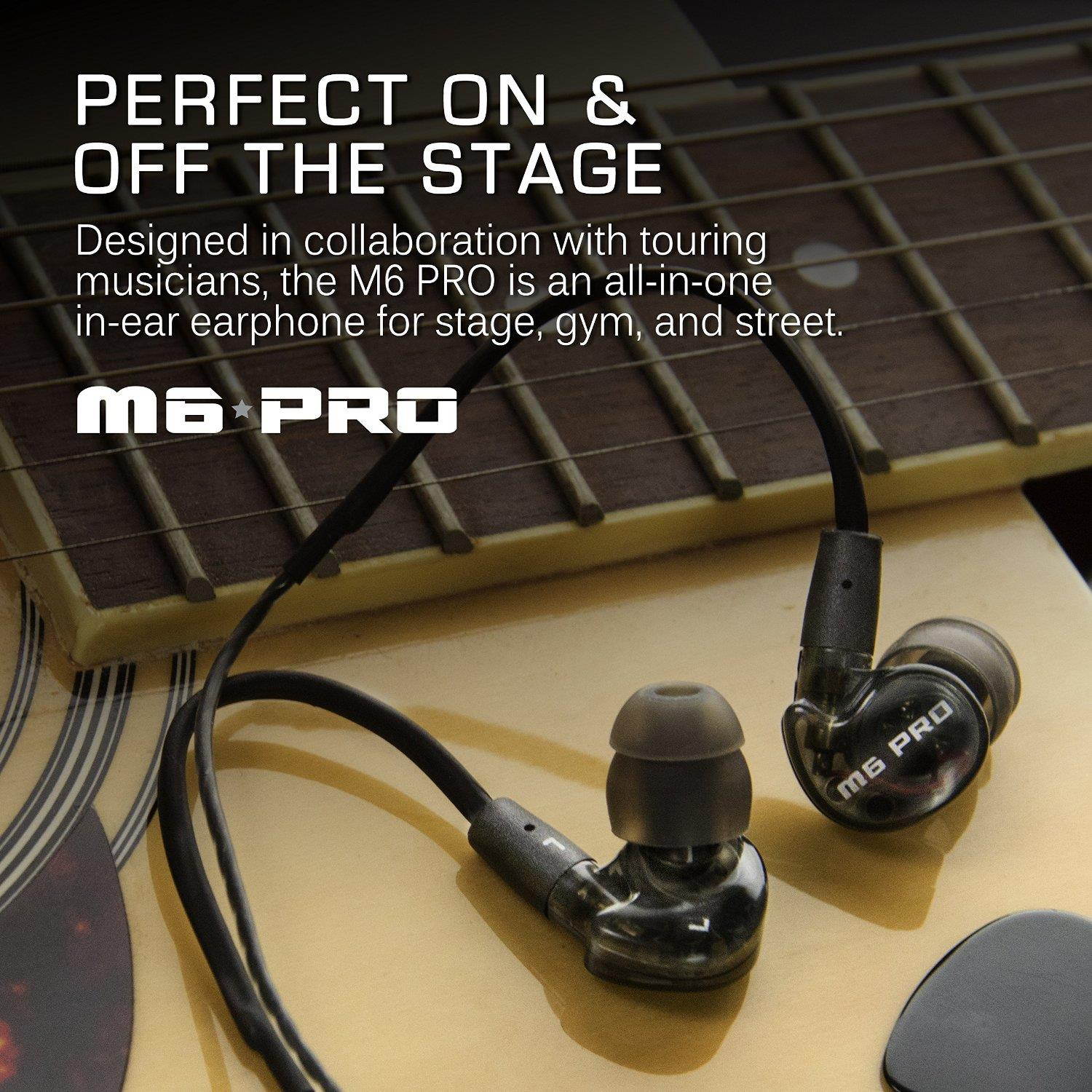 MEE audio M6 Pro Universal-Fit Noise-Isolating Musician's In-Ear Monitors with Detachable Cables (Smoke)