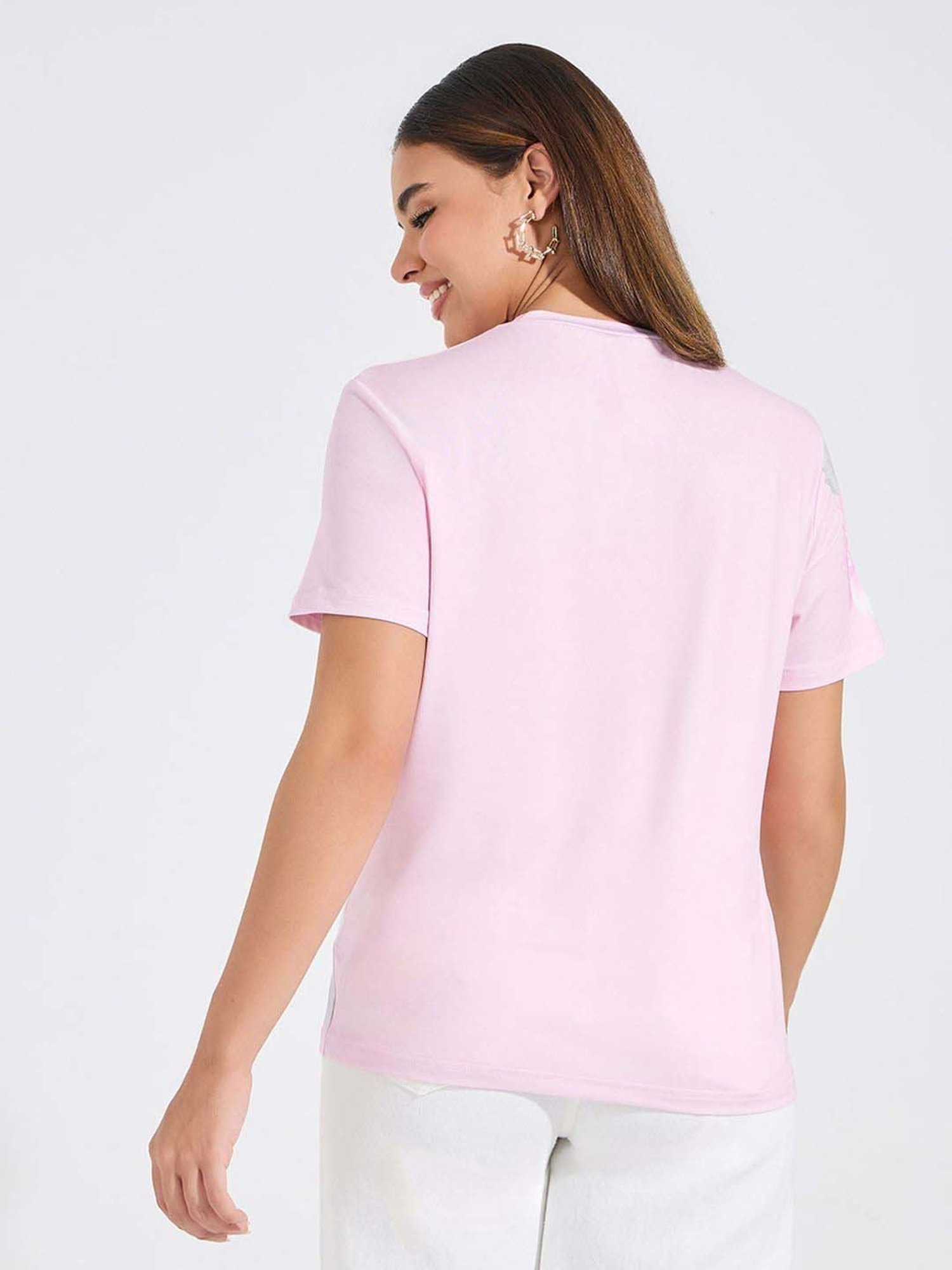 Styli Pink Printed T-Shirt