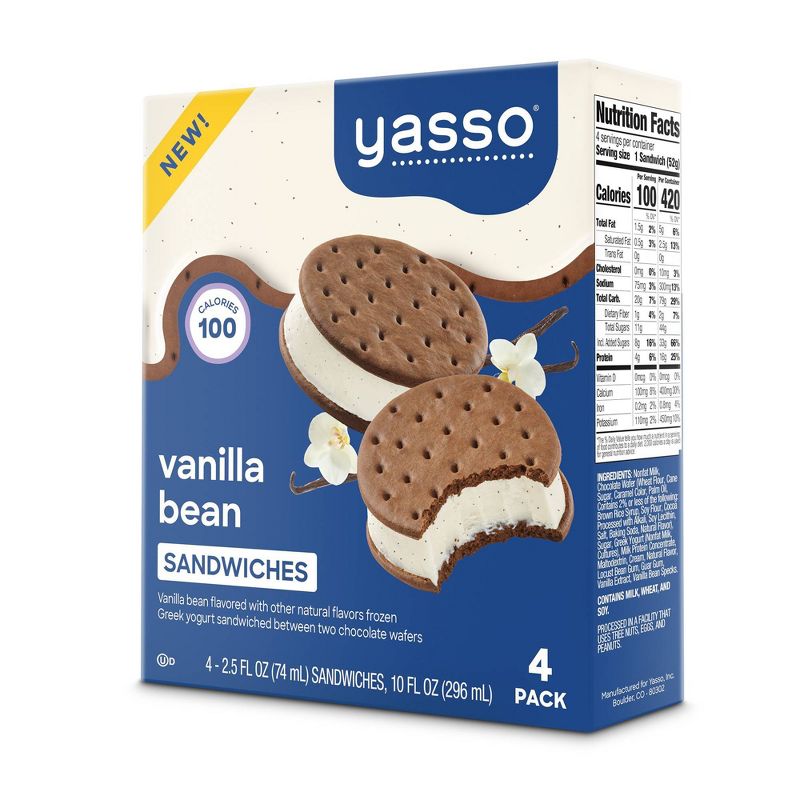 Yasso Vanilla Bean Frozen Greek Yogurt Sandwich - 10oz/4ct