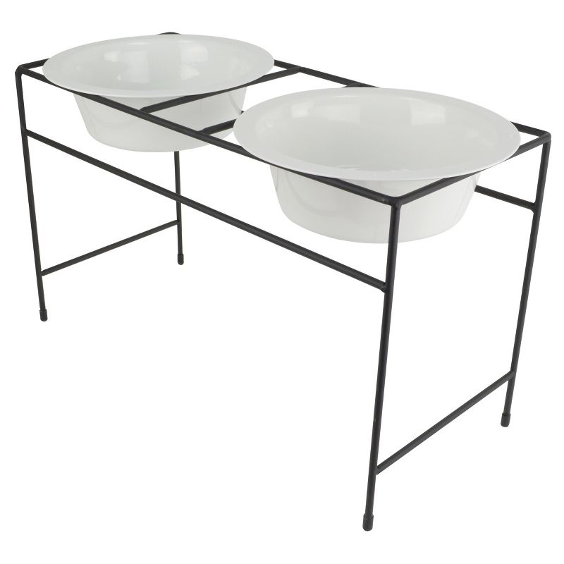 Platinum Pets Modern Double Cat/Dog Bowl - Pearl White - 1.25 Cup