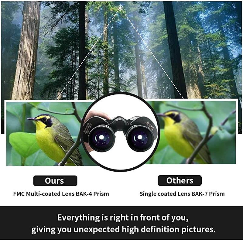 Binoculars for Adults Compact,HD Professional/Waterproof Binoculars with Low Light Night Vision for Bird Watching Travel Hunting Concerts Sports-BAK4 Prism FMC Lens with Strap Carrying Bag