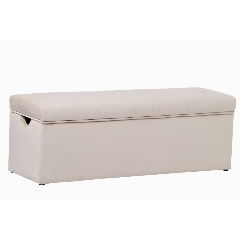 Cameron Lift Top Storage Bench Velvet Cream - ACEssentials