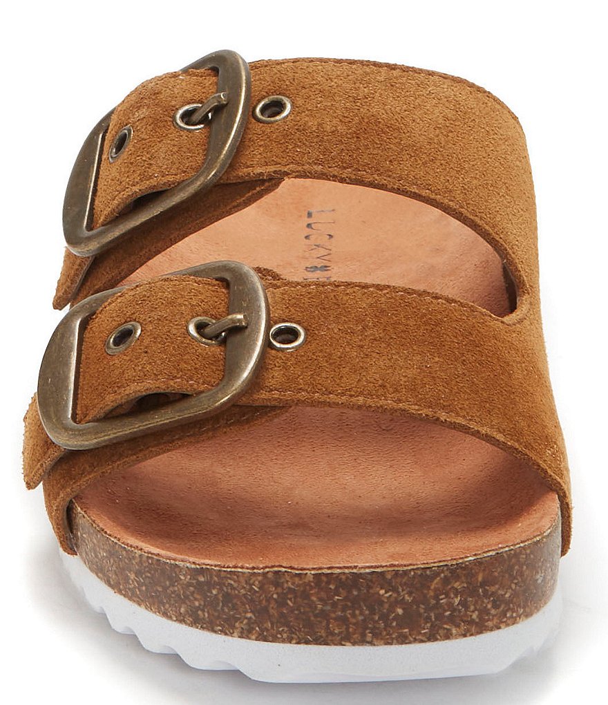 Lucky Brand Mella Leather Double Strap Footbed Slides
