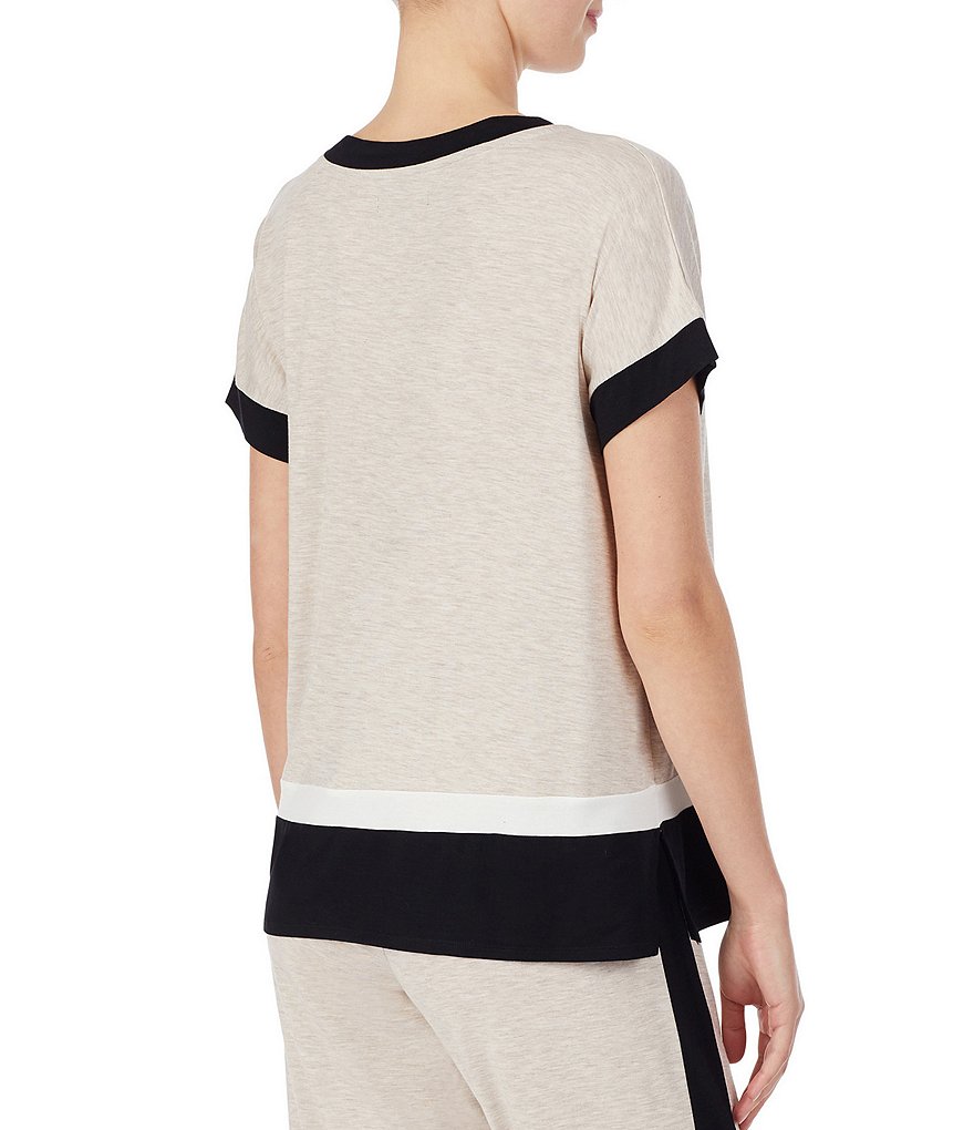 Donna Karan Sleepwear Colorblock Jersey Knit Coordinating Sleep Top