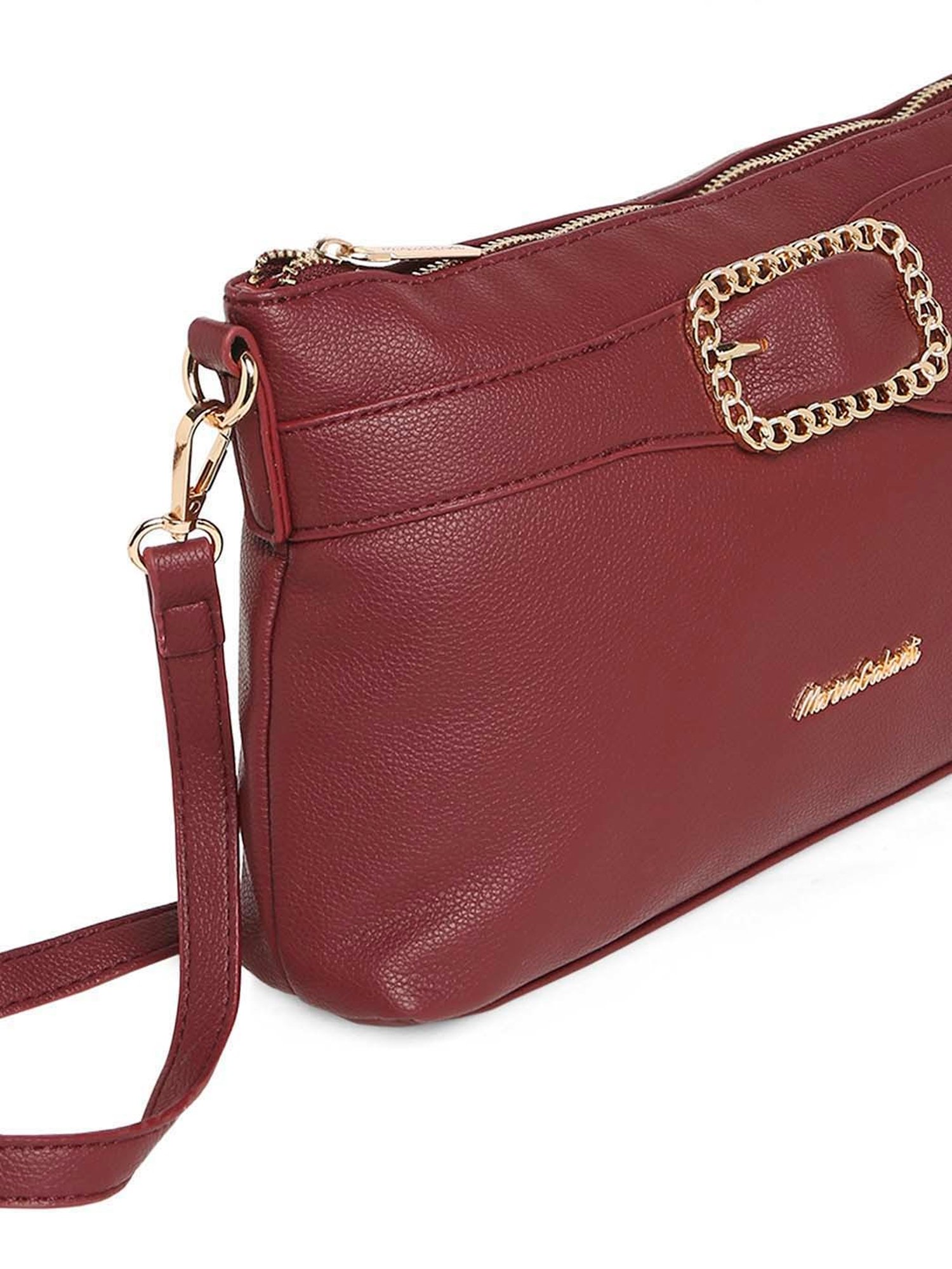 Marina Galanti Maroon Solid Medium Sling Handbag