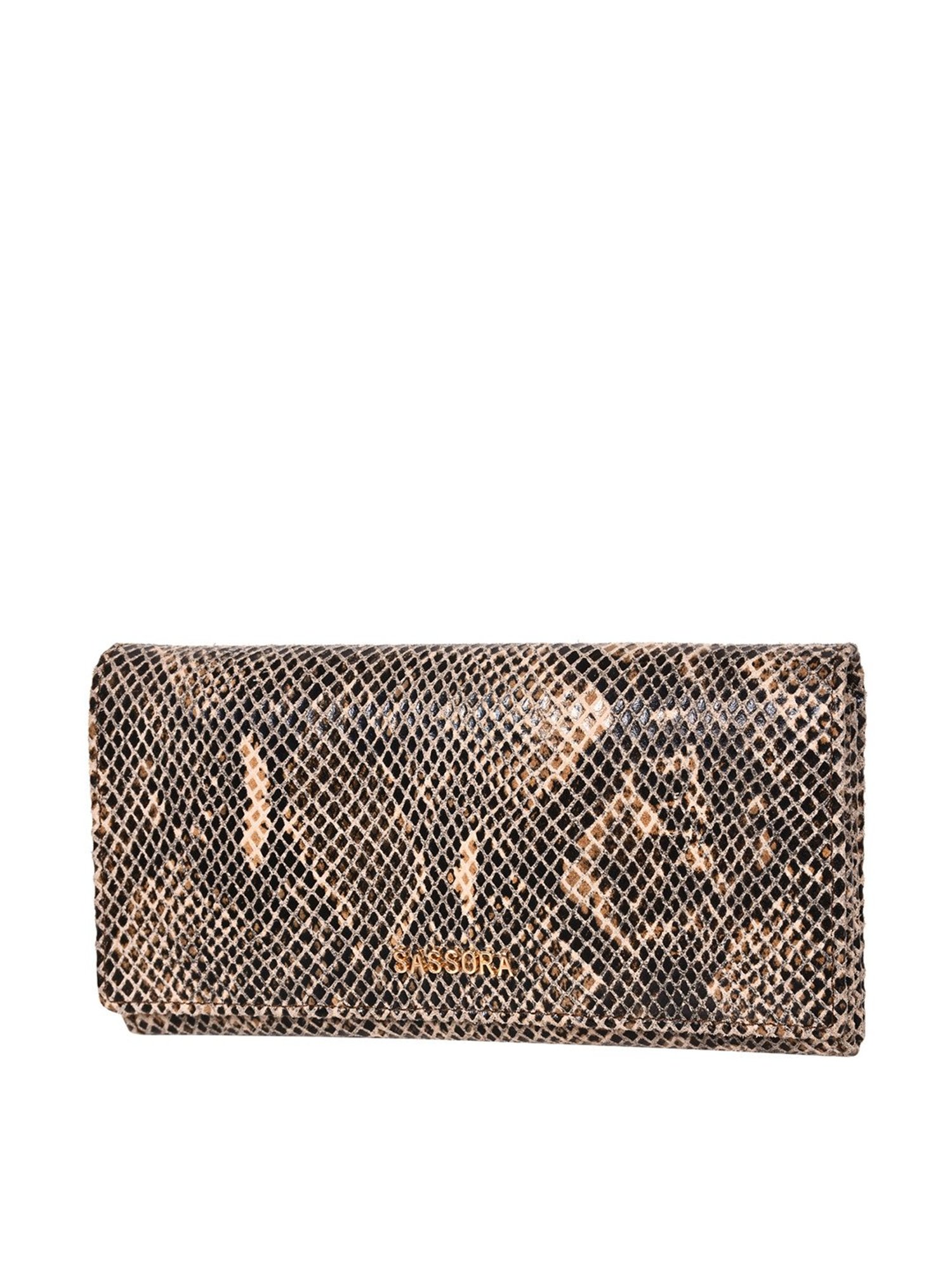 SASSORA Brown Textured Rfid Wallet for Women