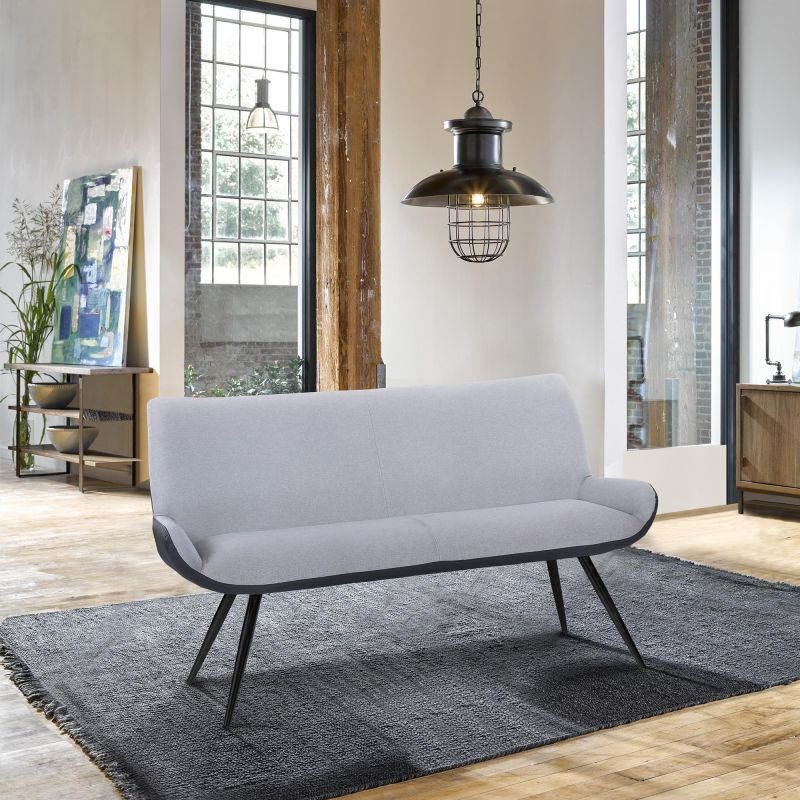 Armen Living LCCDBEBG 36 H x 62.5 W x 29 D Coronado Contemporary Bench in Brushed Gray Powder Coated Finish & Gray Fabric