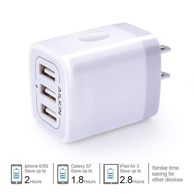 USB Wall Charger2Pack  31A3Port Quick Charging Adapter USB Plug Cube Box Block Base Replacement for Phone X87 Pad Samsung Vivo LG Google Nexus and More USB Charging Phone
